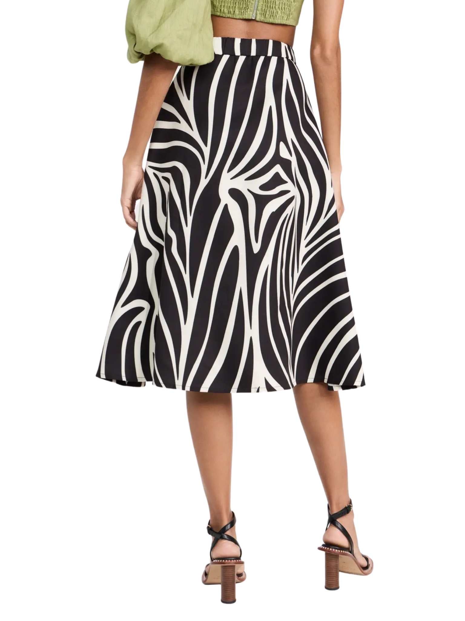 Zebra print midi fashion skirt